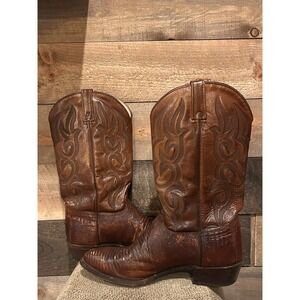 J Chisholm Brown Leather Teju‎ Lizard Boots Pull On Western Mens Size 11 D 8974
